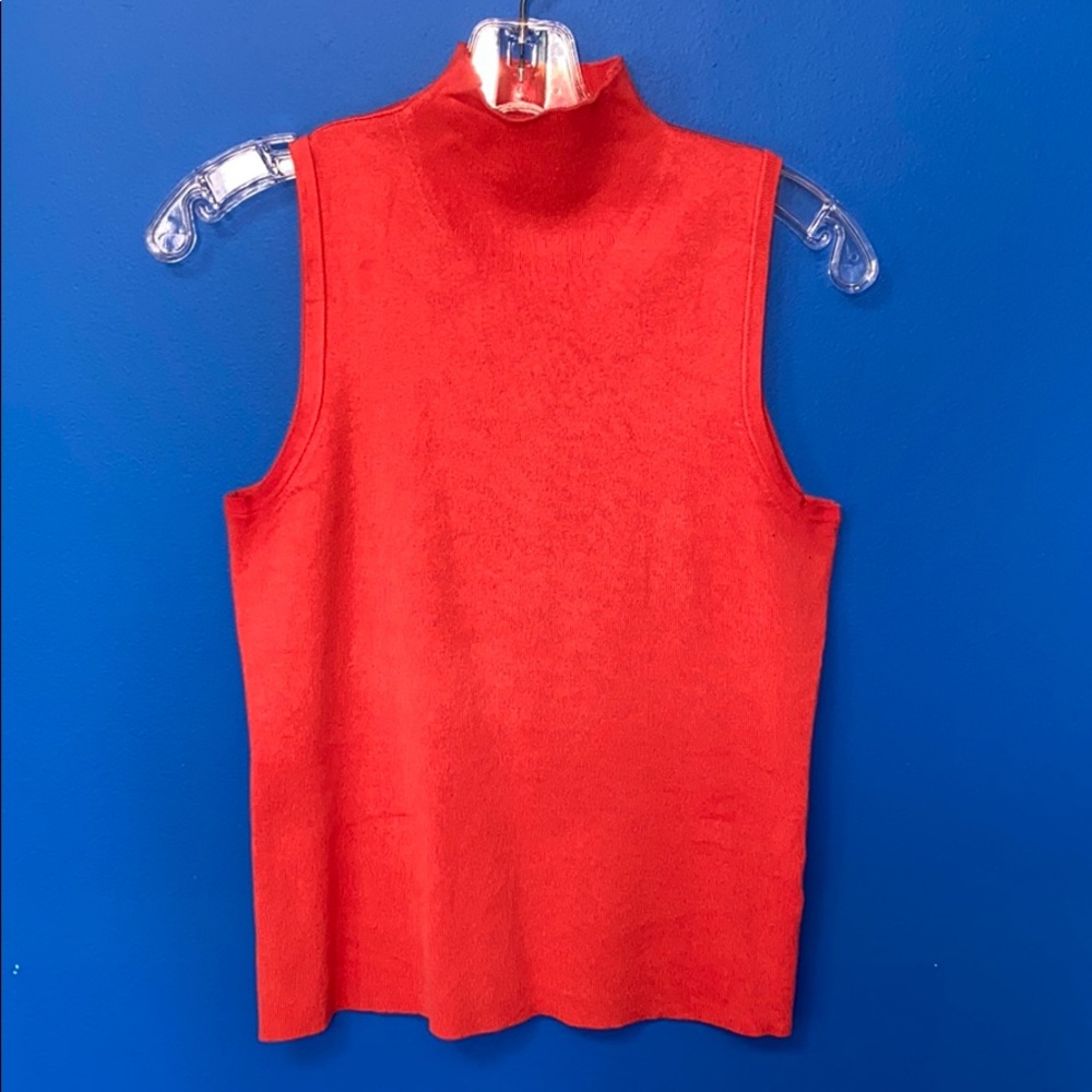 CULLEN Sz S Orange Sleeveless Mock Neck Knit Top